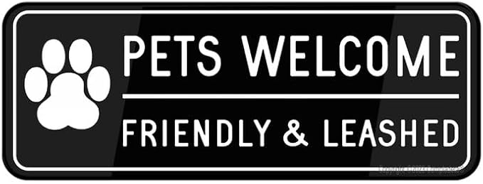 Acrylic Plastic Sign Pets Welcome Friendly & Leashed 3x10 inch Thick Acrylic Self-Adhesive Modern Design Sign, Easy To Install image 2