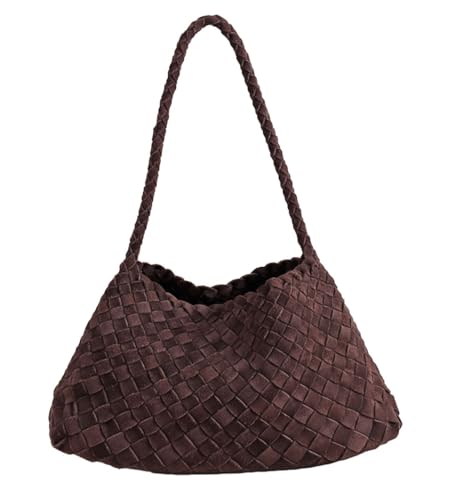 Woven Top Handle Bag Textured Suede Hobo Handbag Market Shoulder Purse for Women Daily Shoulder Bag