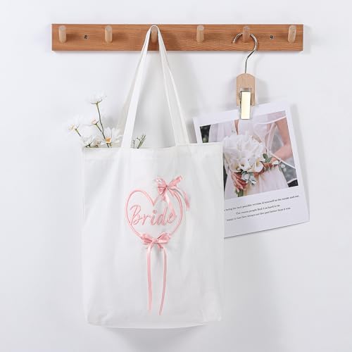 Etercycle Bride Tote Bag, Canvas Wedding Purse miniatura 3