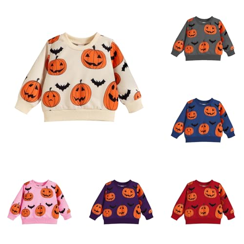Toddler Baby Halloween Outfit Boy Girl Pumpkin Sweatshirt Crewneck Pullover Sweater Long Sleeve Shirt Fall Clothes