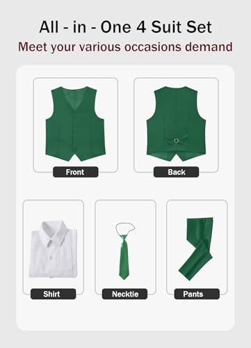 Image of YuanLu Boys Suit Dress Clothes Ring Bearer Outfit Homecoming Dresses Boy Vest and Pants Set for Kids Wedding Tuxedo Suits