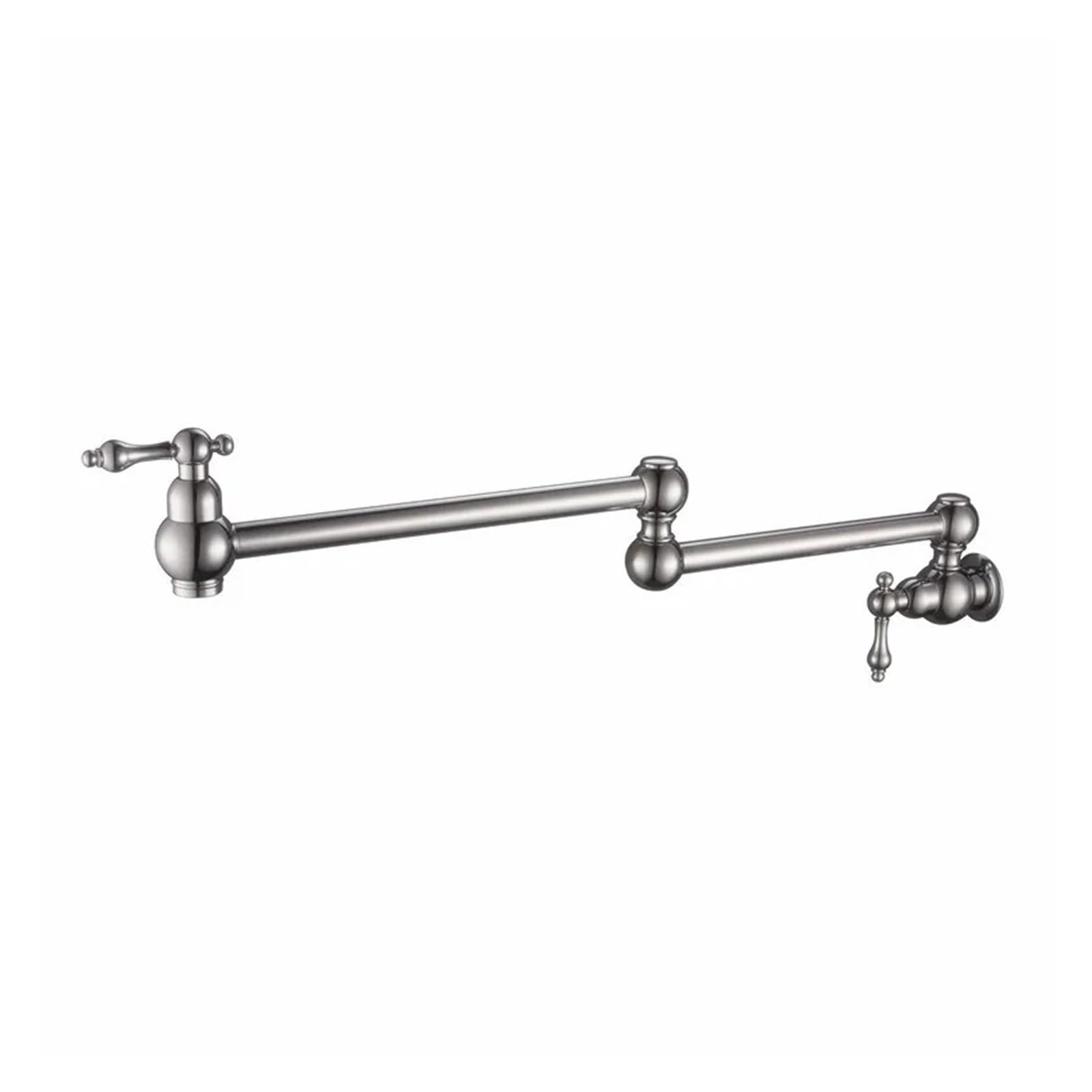 Ewsdsfs Brushed Stainless Wall Mounted Dual Shut Off Valve Pot Filler Faucet With 22" Double-Jointed Swinging Spout Lever Handles(Brushed Stainless)