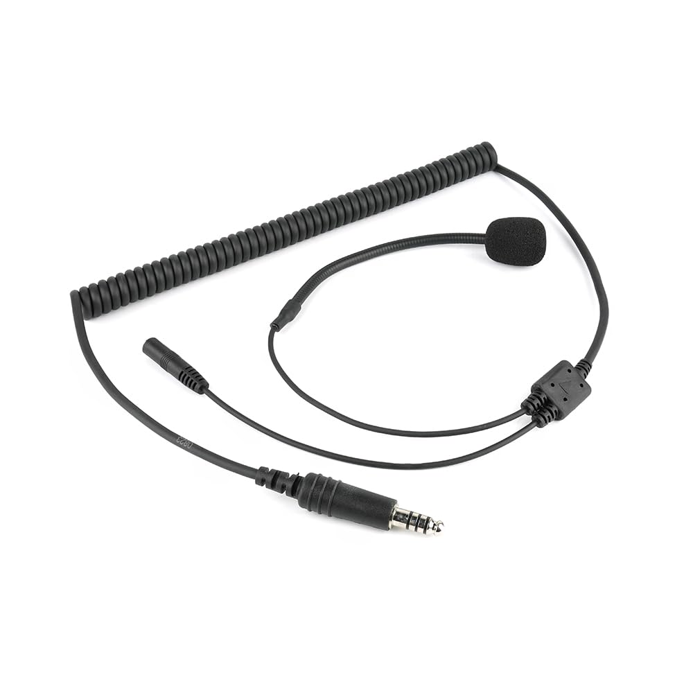 ISMA - Kit radio da casco per radio da corsa, microfono dinamico, asta flessibile con cavo a spirale e jack da 3,5 mm