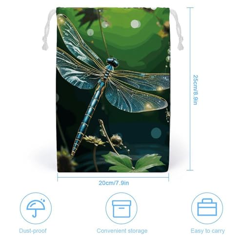 Drawstring Storage Bag Sports Cinch Sack Dragonfly Green Gym String Bags for Travel Swimming Beach2