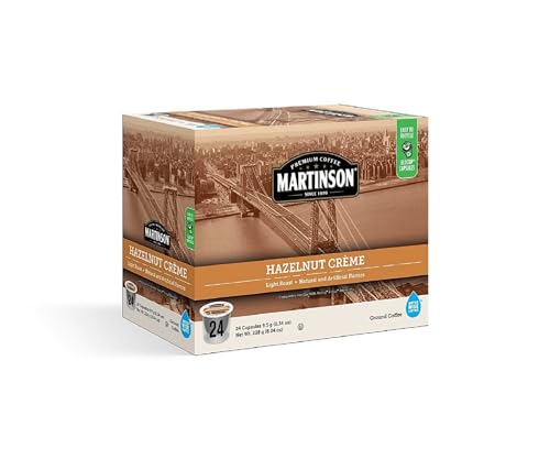 Martinson Hazelnut Crème Flavored Coffee, Light Roast, Keurig K-Cup Brewer Compatible Pods, 24 Count (Pack of 1)