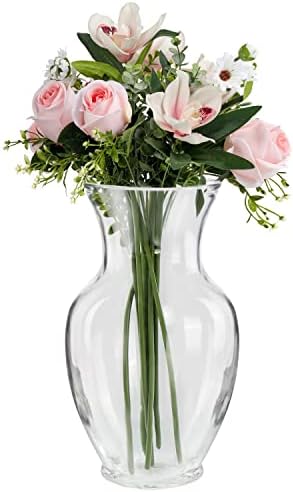 Belle Vous Tall Clear Crystal Glass Vase - 28cm/11.02 Inches - Modern Decorative Cylinder Glass Flower Vase For Home/Wedding Table Centrepiece and Office Decor