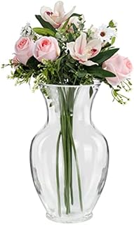 Belle Vous Tall Clear Crystal Glass Vase - 28cm/11.02 Inches - Modern Decorative Cylinder Glass Flower Vase For Home/Wedding Table Centrepiece and Office Decor
