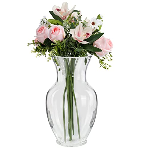 Belle Vous Grand Vase en Verre en Cristal Clair - 28 cm - Vase Verre Transparent Épais Cylindrique Décoratif Moderne pour la Maison/Centre de Table de Mariage, Décoration de Bureau