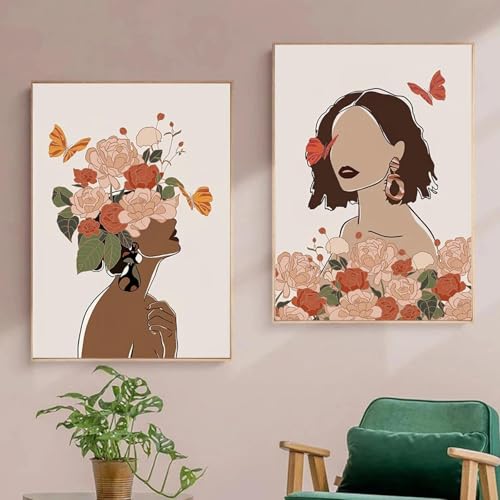 Peinture de fleurs tête de femme XBTYKPB grande toile élégante