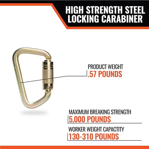 Image of Malta Dynamics Fall Protection Carabiner Clip, High Strength Professional Grade, OSHA /ANSI Compliant