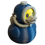 Deep-Sea Diver Duck Figurine – Retro Scuba Helmet Rubber Duck Sculpture for Desk, Shelf, or Collectors Display – Nautical Ocean Diver Duck Décor – 3D Printed in Canada