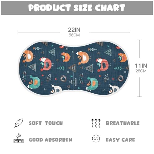 J JOYSAY Rooster Birds Dark Blue Baby Burp Cloths for Boys Girls Large 22''x11'' Cotton 4 Layer Drool Cloths for Babies Newborn one sizex22