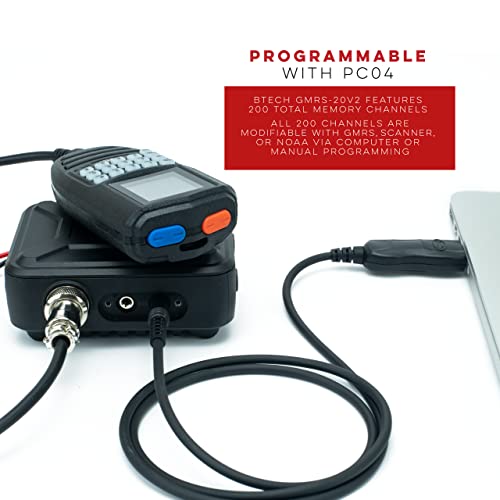 Btech Gmrs-20V2 20W 200 Fully Customizable Channels Mobile Gmrs Two-Way Radio. Ip67 Submersible Waterproof, Repeater Compatible, Dual Band Scanning (Vhf/Uhf), Fm, & Noaa Weather Broadcast Receiver #TOP5