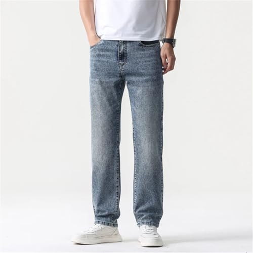 Men Wide Leg Jeans Baggy Pants Summer Straight Cut Loose Retro Blue Denim Pants4