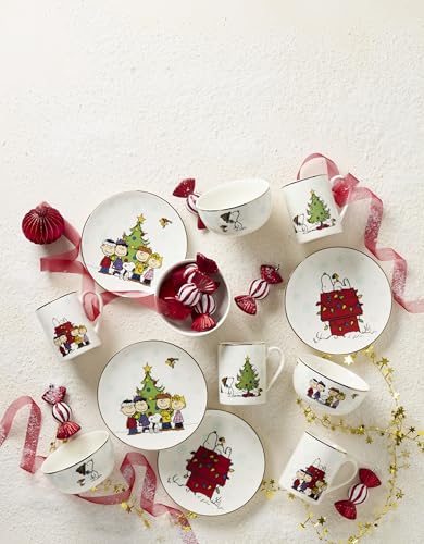 Image of Lenox 899126 Peanuts Gang Dessert Set for 12, 12-Piece Dinnerware Set, Plates and Bowls