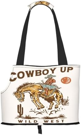 Cowboy Up Vintage Wild West Print Dog Carrier for Small Dogs,Soft...