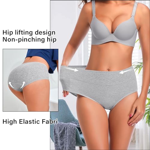 Annenmy High Waisted Womens Underwear Cotton Underwear Full Coverage Briefs Stretch Breathable Ladies Panties 5 Pack4