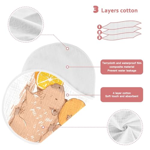 Bolaz Baby Burp Cloths 2 Pack,Capybara Orange,Feeding Cloths Face Towel Super Absorbent Soft Cotton Burping Rags Feeding Bibs4