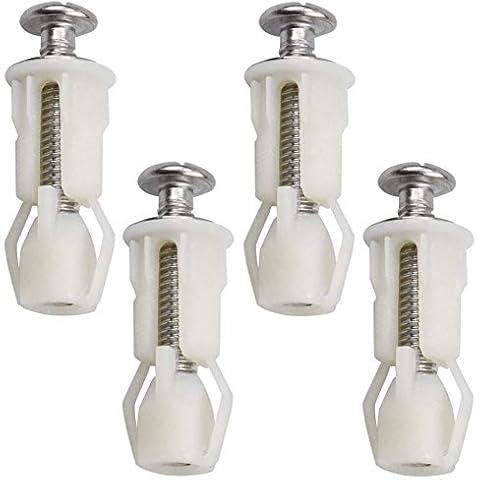 LDYQ 4PCS Toilet Top Cover Toilet Lid Screws Stainless Steel Top Fixing Hinges Screws Expanding Nylon Well Nuts Blind Hole Fix WC Replacement Kit Toilet Seat Easy Installtion Fitting White Screws Cover