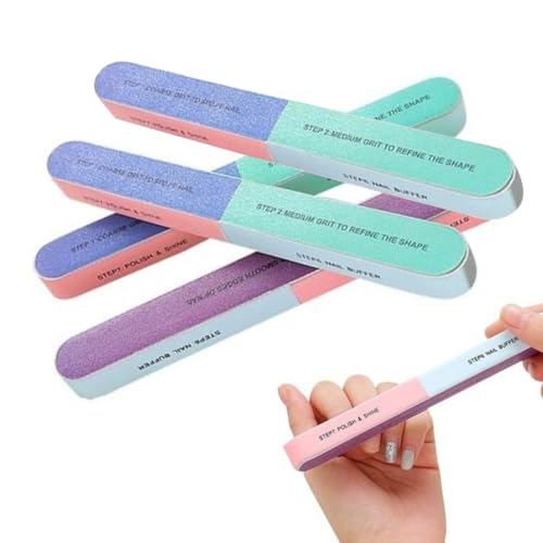 ZORVYN Set di 4 lime per unghie, lime lucidanti adatte per unghie naturali e saloni di bellezza, cura delle unghie, ideali per principianti e professionisti per ottenere unghie lucide