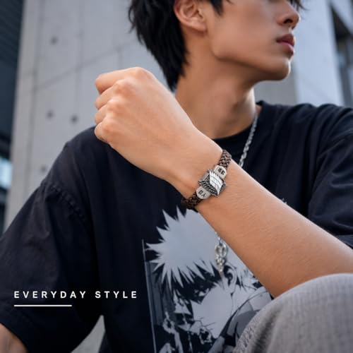 Image of Street27 Anime-Inspired Cosplay Bracelet | Faux Leather & Alloy Wristband for Costume, Events & Collectible Use - Black (1 Piece)