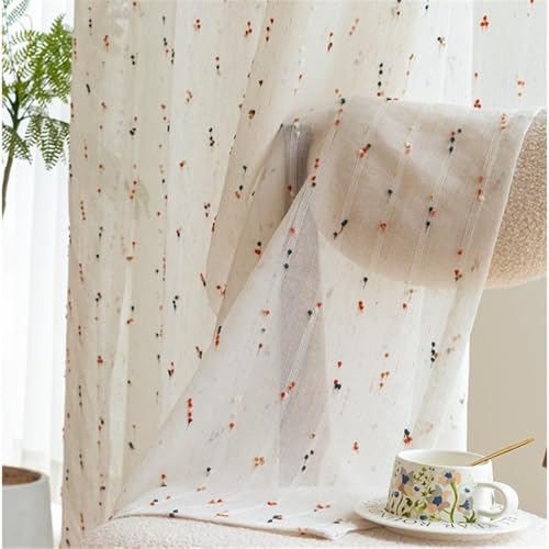 Visillo bohemio con pompones HaraDeco para decorar un dormitorio rustico 3