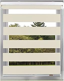 Aprica Day and Night Zebra Roller Window or Door Blinds Custom Made to Measure with Child Safety Pull Cords - Easy Fit Roller Blinds (White, 21 to 60cm Width - 160cm Max Drop)