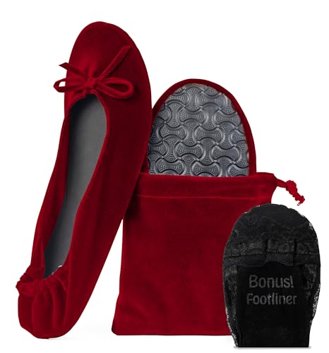 Image of Velvet Foldable Flats for Women, Portable Ballet Shoes for Travel & Events