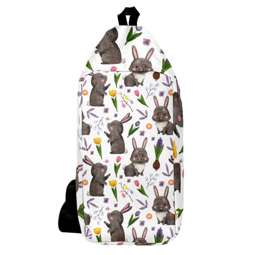 Sac à dos à bandoulière motif lapins gris compact pour la marche
