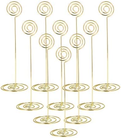 Place Card Holder 8.6 Inch Table Number Card Holders Table Picture Photo Holder Stand Wire Memo Holder Clips Menu Note Name Holders for Wedding Party- 10pcs (Gold 23cm)