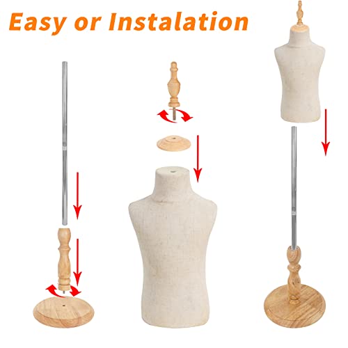 Kid Dress Form With Wooden Base, Mannequin Child Display Body Bust Forms Maniki, 4-5 Years Old #TOP3