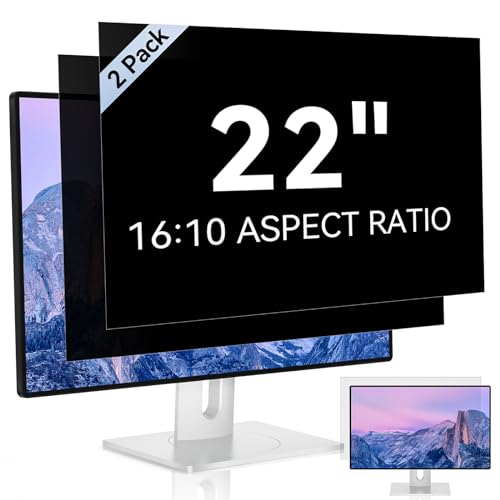 [2 Pack] 22 Inch Computer Privacy Screen for 16:10 Aspect Ratio Widescreen Monitor, Eye Protection Anti Glare Blue Light Computer Monitor Privacy Filter, Removable Anti-Scratch 22in Protector Film by Mamol - Used condition - US$42.61