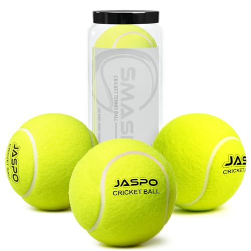 Image of jaspo Smasher Tennis Cricket Ball | Medium Weight Soft Rubber Tennis Ball | Safe for Indoor & Society Play | Best for Matches and Tournaments Outdoor /Indoor (Weight 80-90 Grams)