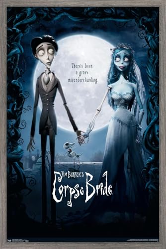 Poster Tim Burton's The Corpse Bride encadré bois déco murale cinéma 37x56 cm