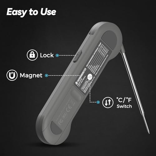 0.5 Sec Instant Read Meat Thermometer Digital with ±0.5℉ Precision, Food Thermometer for Cooking Kitchen Gadgets, Oven Grill Candy BBQ Essentials Accessories, Gifts for Him Dad Men Birthday, Grey - Thumbnail 7