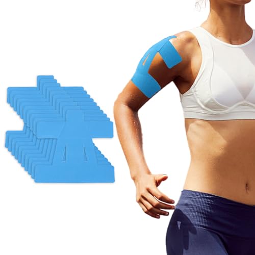 10 Pcs Precut Tape for Shoulder, Breathable Latex-Free Athletic Tape, Pre-Cut Athletic Tape Strips, Elastic Sports Tape Athletic Patch for Shoulder Support Muscle Sports