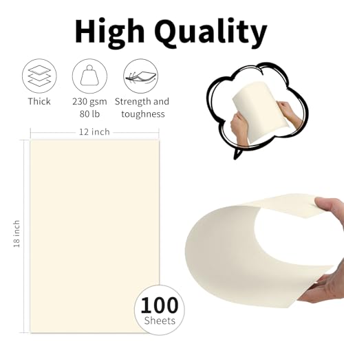 12x18 Cream Cardstock 100 Pack, Goefun 80lb Thick Cardstock Ivory, Heavyweight Card Stock Construction Paper for Printing, Posters, Cover, Brochure, Flyer and DIYs by Goefun - Image 2
