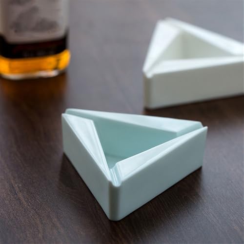 Cendrier en céramique triangulaire jaune pour sublimer votre table basse de salon
