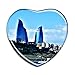 Hqiyaols Souvenir Baku Azerbaigian Frigo Magnete A Forma di Cuore Cristallo Adesivo per Frigorifero Viaggio Regalo Collezione Souvenir
