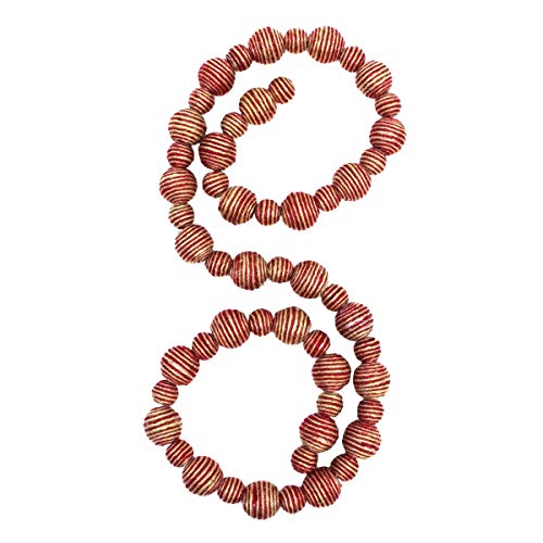 Treasure Gurus Rustic Red White Hanging Jute Rope Ball Garland Christmas Tree Ornament Farmhouse Holiday Xmas Decor