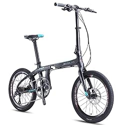 Sava 20" Bicicletta Pieghevole di Fibra di Carbonio SHIMANO 3000 Sistema di Trasmissione 9-Velocità CSTE Pneumatici Facile Da Trasportare (Nero blu)