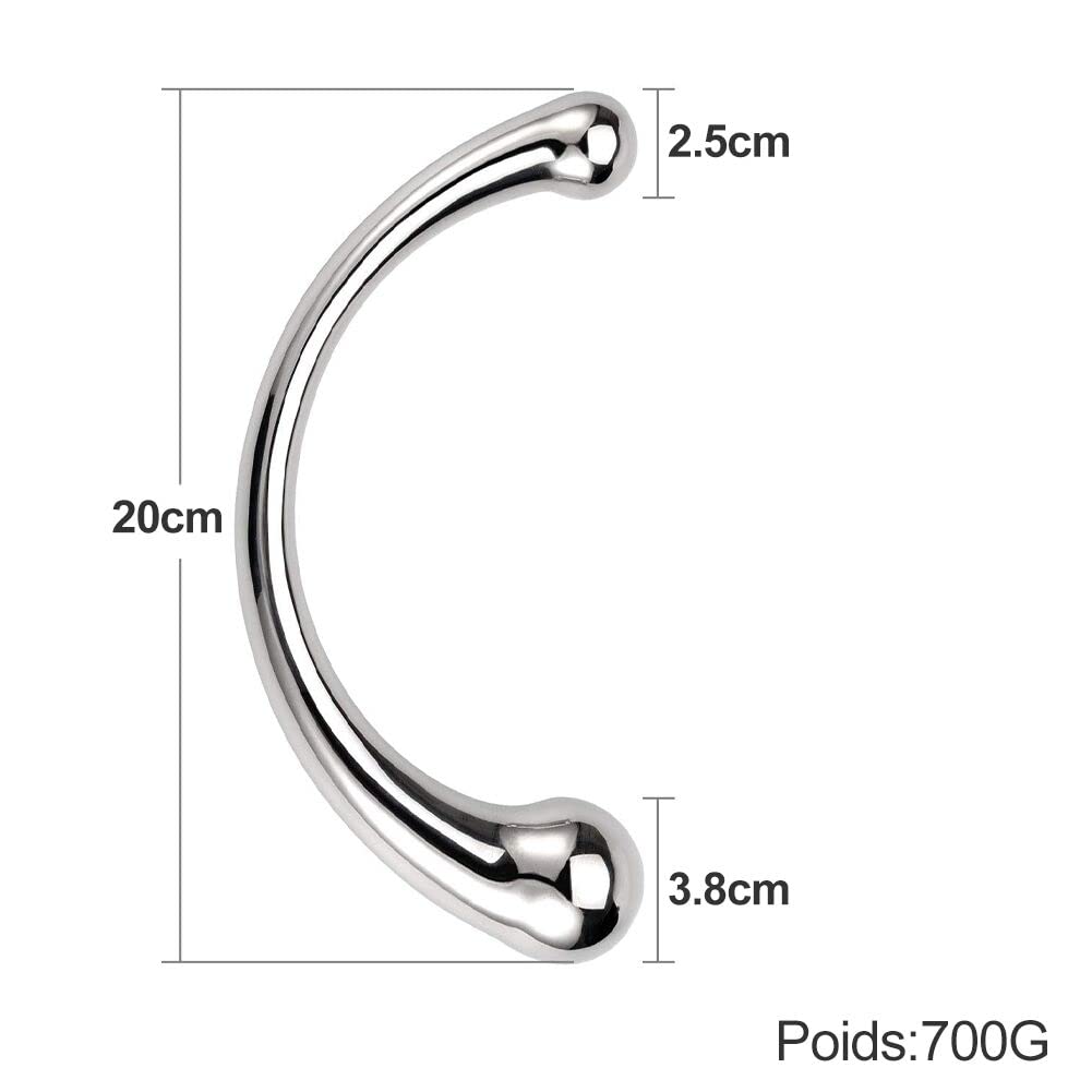 SXOVO Plug anale a doppia testa Plug anale in metallo con bacchetta pura, Dildo classici pesanti e massicci Stimolatore della vagina del punto G Giocattoli del sesso per le donne Uomini Coppia(700g)