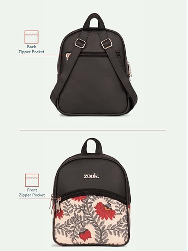 Image of ZOUK Dalila Mini Daypack | Stylish Small Backpack for Women | Compact | Bag for Girls | Daily College Use | Travel Day Pack | Vegan Leather | Handcrafted | Water-Resistant