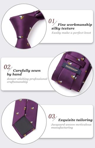 Image of HISDERN Ties for Men Classic Animal Tie and Pocket Square Set Jacquard Woven Silk Neckties Handkerchief Wedding Party