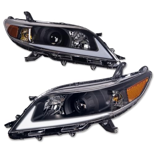Alpha Owls LED PRO Series Projector Headlights with White LED Strip|Compatible With 2011-2020 Toyota Sienna|8742297|Black Amber by Alpha Owls - Used condition - US$278.09