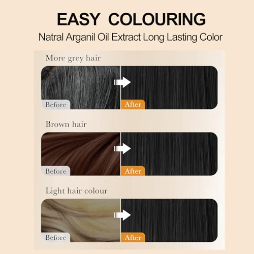 Black Hair Dye Shampoo,Black Hair Shampoo,3-In-1 Color Shampoos Gegen Graue Haare,Grauabdeckung & Pflege In Einem,Pflegendes Haarfarbe Shampoos FüR Trockenes Haar,Sham poo Gegen Graue Haare,400ml