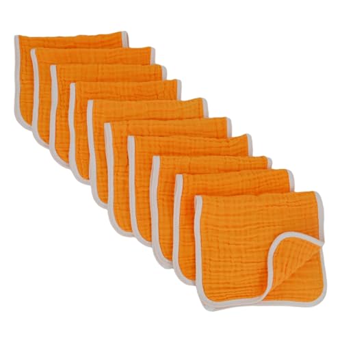 Image of Synrroe Muslin Burp Cloths Large Pack of 10 Extra Absorbent and Soft, 6 Layers 20 by 10 Inches for Babies 100% Cotton (Pumpkin 10 Pack)
