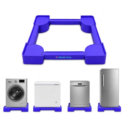 Image of BRAND VILLA Heavy Duty Washing Machine Stand for Top Load Washer & Single Door Refrigerator | Anti-Skid Plastic Base Stand | Easy to Assemble Durable Universal Appliance Stand (Blue)