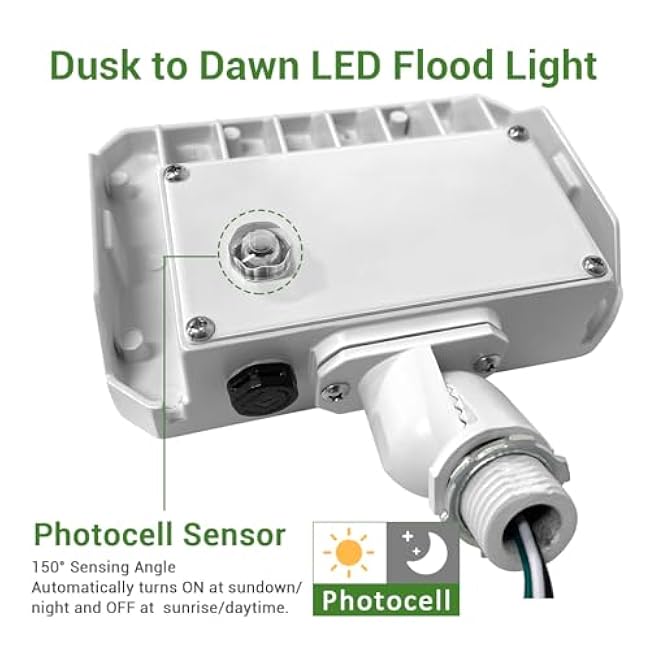 30W LED Flood Light with Knuckle, Outdoor Security Fixture Light with Dusk-to-Dawn Photocell 5000K Daylight 4,050LM(200W Halogen Equivalent) IP65 Waterproof AC100-277V for Garage Yard