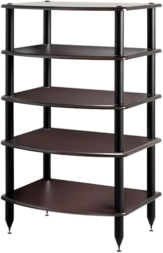 Pangea Audio Vulcan - Estante de audio de cinco estantes, soporte multimedia y gabinete de componentes de 5 estantes, color espresso
